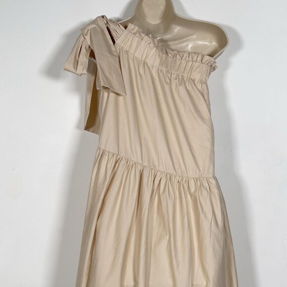Mable Ava One Shoulder Tiered Maxi Dress Womens Sz L Cream Sleeveless - Picture 10 of 16
